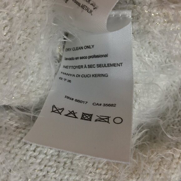 bebe 3/4 Sleeve Fuzzy Oversized Sweater Sz XS/S Metallic Thread - Picture 7 of 7